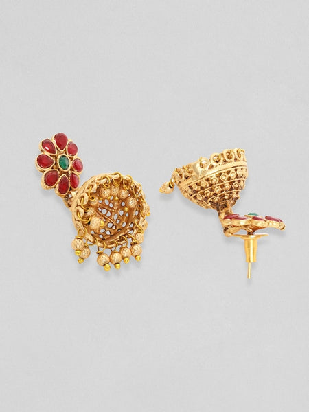 Women Gold-Toned & Plated 24K Handcrafted Ruby Ghungroo Temple Choker Set VitansEthnics