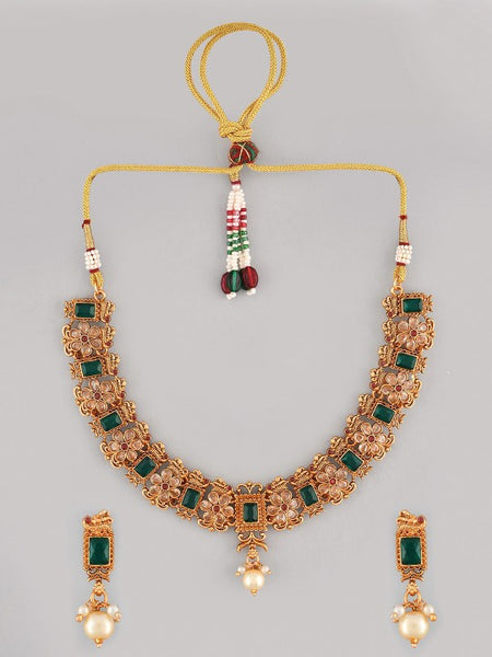 Gold-Plated Intricate Designed Choker Jewellery Set VitansEthnics