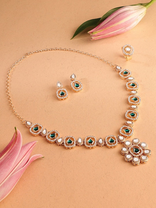 Gold-Plated AD & Kundan-Studded Jewellery Set VitansEthnics