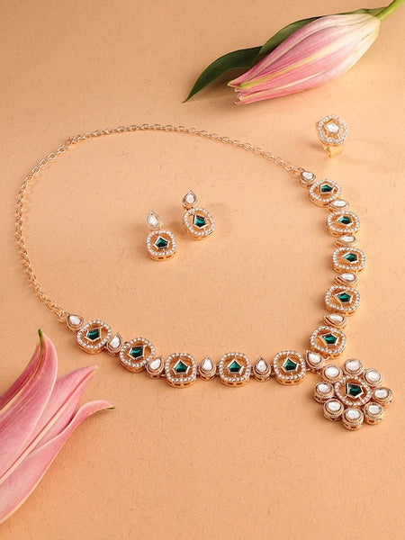 Gold-Plated AD & Kundan-Studded Jewellery Set VitansEthnics