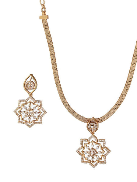 Gold-Plated Cubic Zirconia Studded Jewelry Set VitansEthnics