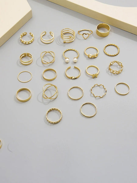 Women Set Of 23 Gold-Plated Finger Rings VitansEthnics