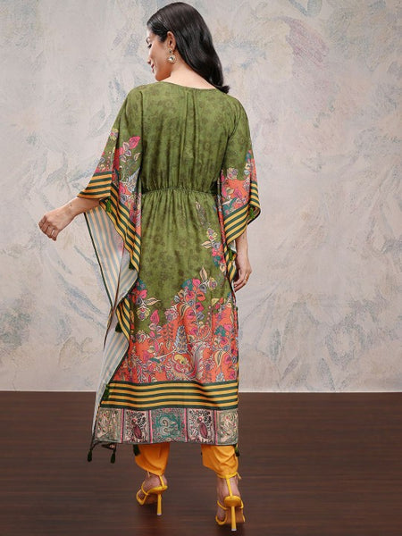 Printed Kaftan Kurta With Trousers For Women, Indian Suit Set, Indian Dress, Indo Western Outfit, Kaftan Kurti Set VitansEthnics