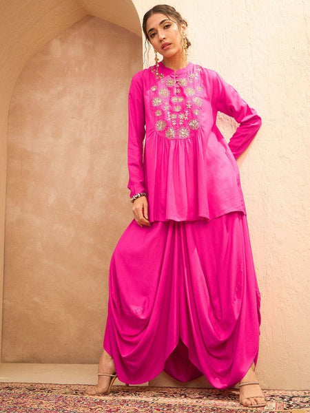 Floral Embroidered Sequinned Kurti With Dhoti Pants For Women, Tunic With Palazzo, Indian Dress, Party Wear Indo Western Outfit, Dhoti Suit8 VitansEthnics