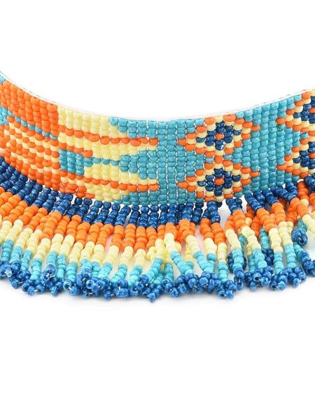 Blue & Orange Choker Necklace VitansEthnics