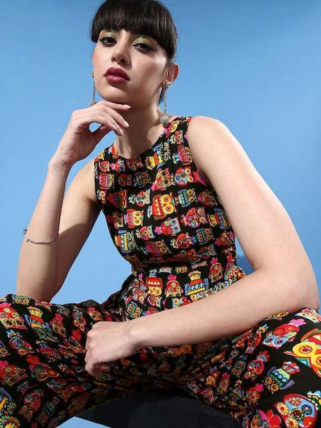 Designer Owl Print Indian Dhoti Jumpsuit For Women, Dhoti Dress For Women, Dhoti Suit Set, Indo Western Dress, Indian Dress, Dhoti Set VitansEthnics
