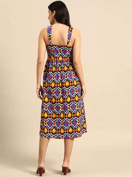 Designer Indian Shoulder Strap Flared Corset Midi Dress VitansEthnics
