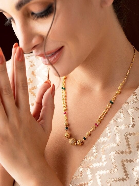 Gold Plated Chain For Women, Indian Necklace, Contemporary Necklace, Gift For Her, Statement Jewelry, Handmade Chain VitansEthnics