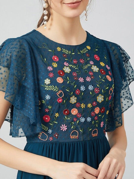 Blue Embroidered Maxi Dress for Women, Indo-Western Dress, Party Wear Indian Outfit, Anarkali, Wedding wear outfit, Maxi Gown Dress VitansEthnics
