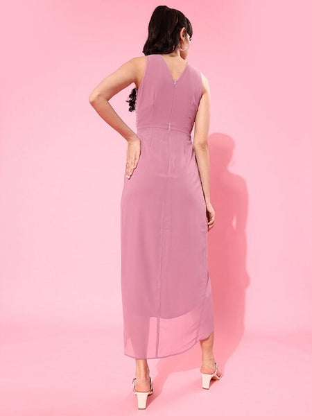 Women Pink Sequinned Wrap Midi Dress, Indo-Western Dress, Party Wear Indian Outfit, Wedding wear outfit, Evening Midi Dress VitansEthnics