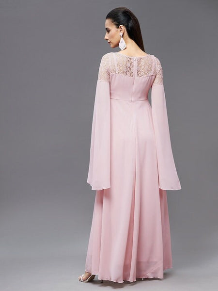 Embellished Statement Sleeves V-Neck A-Line Party Dress For Women, Indo Western Dress, Party Wear Indian Dress, Fusion Wear, Maxi Gown Dress VitansEthnics