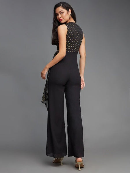 Designer Floral Printed V-Neck Jumpsuit For Women, Indo Western Dress, Party Wear Indian Dress, Jumpsuits For Women, Fusion Wear Outfit VitansEthnics