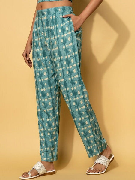 Ethnic Printed Crop Top With Palazzos & Shrug Set, Indo Western Ethnic Set, Printed Crop top with palazzo and Jacket Set, Fusion Outfit VitansEthnics