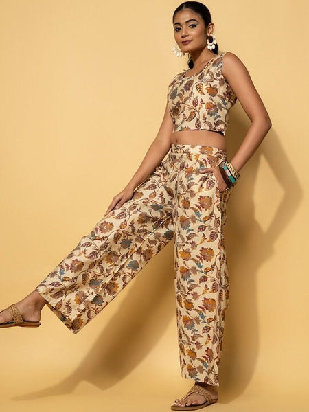 Floral Printed Top and Palazzos with Jacket & Waistbelt Co-Ords Set, Indo Western Ethnic Set, Fusion Outfit, Indian Wedding outfit VitansEthnics
