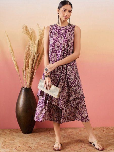 Printed Flared Kurta With Palazzo For Women, Paisley Printed Top & Palazzo Set, Indian Suit Set, Indo Western Outfit, Indian Dress VitansEthnics