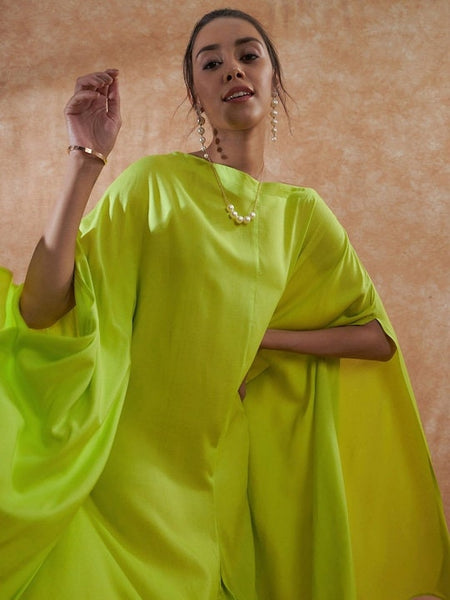Women Boat Neck Flared Sleeve A-Line Dress, Indo Western Dress, Indian Dress, Wedding Wear outfit, Kaftan Dress For Women, Fusion Outfit VitansEthnics