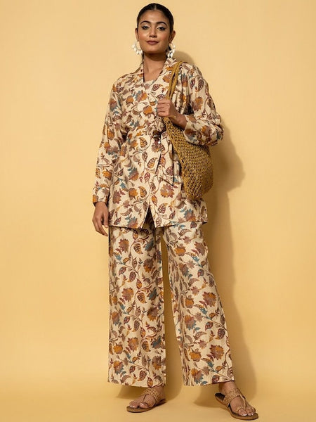 Floral Printed Top and Palazzos with Jacket & Waistbelt Co-Ords Set, Indo Western Ethnic Set, Fusion Outfit, Indian Wedding outfit VitansEthnics