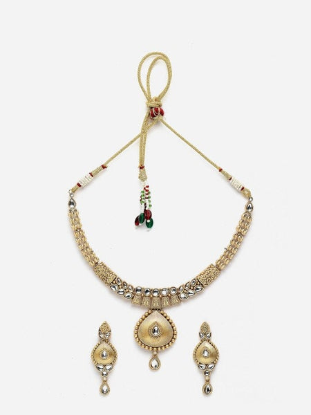 Gold-plated handcrafted Jewelry Set For Women, Indian Necklace With Earrings Set, Bollywood Jewelry Set VitansEthnics