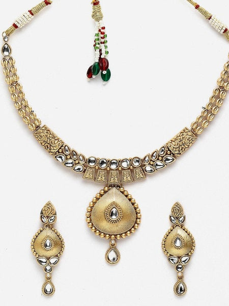 Gold-plated handcrafted Jewelry Set For Women, Indian Necklace With Earrings Set, Bollywood Jewelry Set VitansEthnics