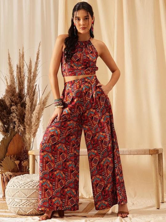 palazzo set short top with palazzo pants