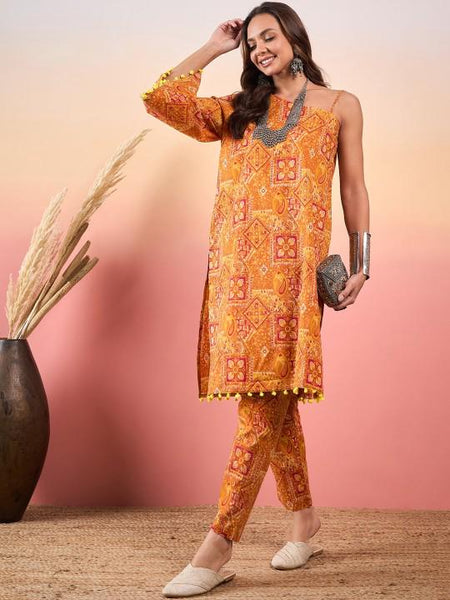 Ethnic Printed One Shoulder Kurta & Trousers For Women, Co-Ords Set, Pant Kurti Set, Coord Set, Ethnic Indian Dress, Kurti Set VitansEthnics