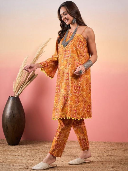 Ethnic Printed One Shoulder Kurta & Trousers For Women, Co-Ords Set, Pant Kurti Set, Coord Set, Ethnic Indian Dress, Kurti Set VitansEthnics