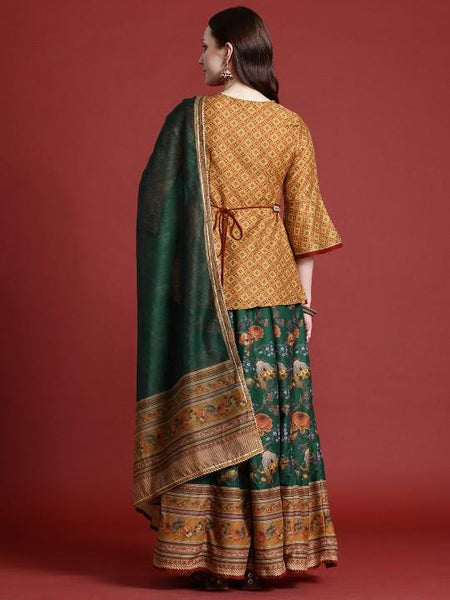 Ethnic Printed Fusion Lehenga Choli, Top With Skirt For Women, Indian Wedding Guest Outfit, Indian Dress, Indian Gown, Indo Western Dress VitansEthnics