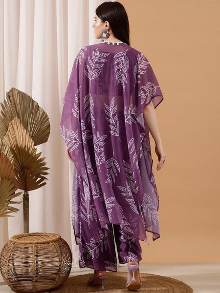 Floral Print Crop Top With Palazzo and Shrug Set for Women Coord Set Festival Outfit Ethnic Indian Dress Wedding Guest Indo Western Outfit VitansEthnics