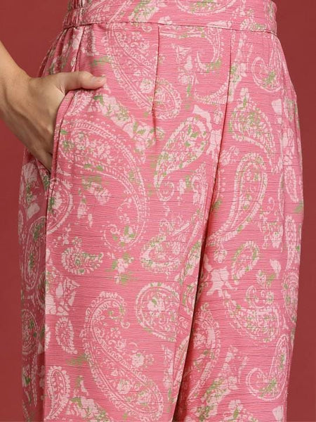 Ethnic Printed One Shoulder Kurta & Sharara Pants For Women, Co-Ords Set, Palazzo Kurti Set, Coord Set, Indian Dress, Indo Western Outfit VitansEthnics