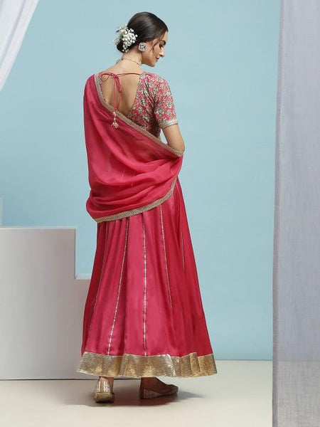 Gota Patti Crop Top and Skirt With Dupatta For Women, Indian Lehenga Choli, Wedding Guest Outfit, Indian Dress, Party Indo Western Dress VitansEthnics