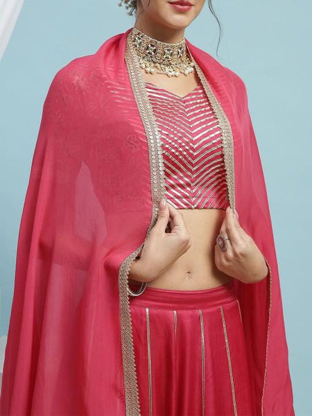 Gota Patti Crop Top and Skirt With Dupatta For Women, Indian Lehenga Choli, Wedding Guest Outfit, Indian Dress, Party Indo Western Dress VitansEthnics