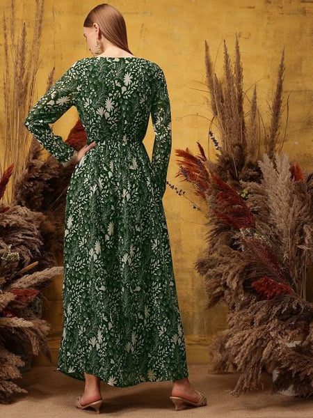 Embellished Printed Cut-Out Detail Maxi Ethnic Dress For Women, Indian Dress For Women, Indo Western Outfit, Maxi Dress For Women VitansEthnics