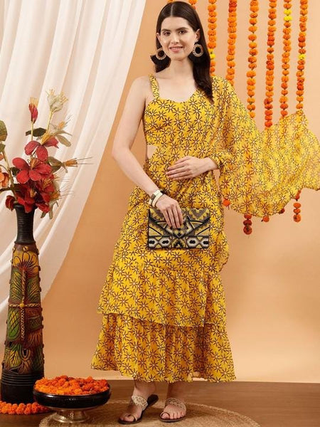 Ready To Wear Saree, Crop Top With Skirt Co-Ords Set For Women, Indian Top with Skirt Set, Ethnic Indo Western Fusion Outfit, Lehenga VitansEthnics