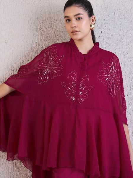 Embellished Kaftan Top With Palazzo Set for Women, Coord Set, Festival Outfit, Ethnic Indian Dress, Indo Western Outfit, Kaftan Kurti Set VitansEthnics