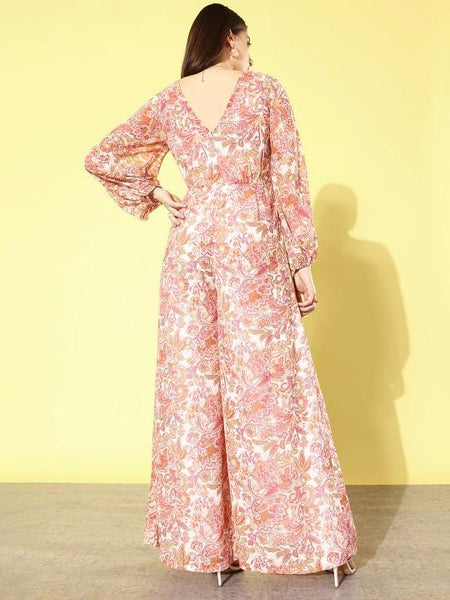 Floral Print Jumpsuit For Women, Indian Dress For Women, Indian Jumpsuit, Indian One Piece, Long Sleeves Jumpsuit, Indo Western Outfit VitansEthnics