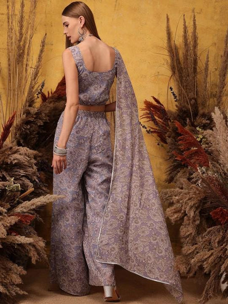 Floral Printed Crop Top with Palazzo Set for Women Boho Chic Coord Set Festival Outfit Ethnic Indian Dress Co-ords, Indo Western Outfit VitansEthnics