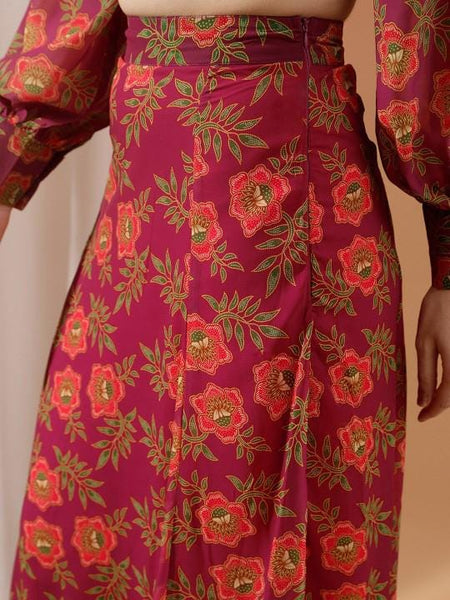 Floral Printed Crop Top With Skirt Co-Ords Set For Women, Indian Top with Skirt Set, Ethnic Indo Western Fusion Outfit, Coords, Lehenga VitansEthnics