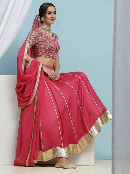 Gota Patti Crop Top and Skirt With Dupatta For Women, Indian Lehenga Choli, Wedding Guest Outfit, Indian Dress, Party Indo Western Dress VitansEthnics