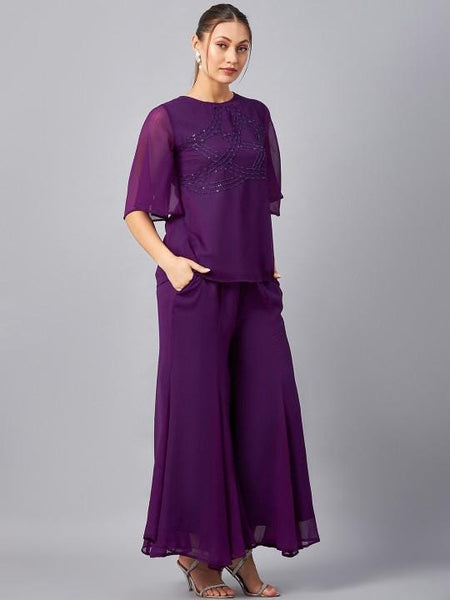 Sequin Embellished Tunic With Palazzo Coord Set, Top With Palazzo Set for Women, Indian Dress, Party Wear Indo Western Outfit, Kurti Set VitansEthnics