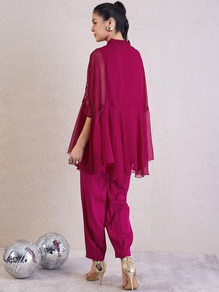 Embellished Kaftan Top With Palazzo Set for Women, Coord Set, Festival Outfit, Ethnic Indian Dress, Indo Western Outfit, Kaftan Kurti Set VitansEthnics