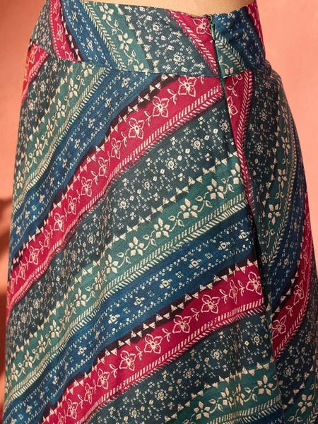 Printed Crop Top With Skirt For Women, Indian Dress, Party Indo Western Outfit, Indian Coords, Crop Top With Side Slit Skirt VitansEthnics