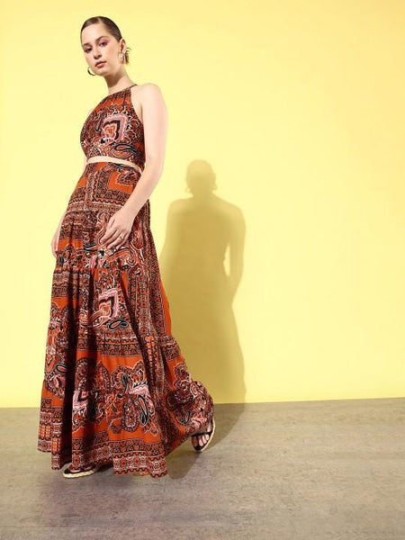Ethnic Printed Crop Top with Palazzo Set for Women Boho Chic Coord Set Festival Outfit Ethnic Indian Dress Co-ords, Indo Western Outfit VitansEthnics
