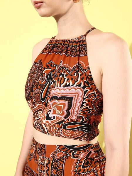 Ethnic Printed Crop Top with Palazzo Set for Women Boho Chic Coord Set Festival Outfit Ethnic Indian Dress Co-ords, Indo Western Outfit VitansEthnics