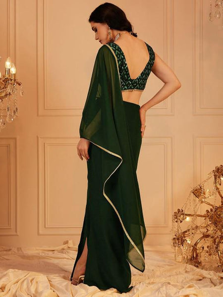 Embroidered Crop Top With Skirt and Attached Dupatta Set for Women, Festival Outfit Ethnic Indian Dress, Wedding Guest Indo Western Outfit VitansEthnics