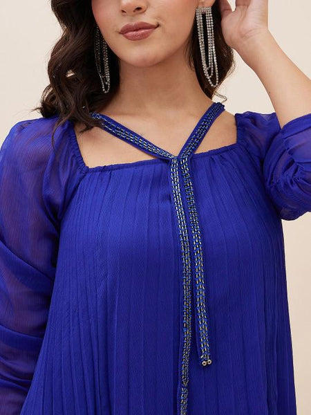 Puff Sleeve Pleated Top With Palazzo Set for Women, Coord Set, Festival Outfit, Ethnic Indian Dress, Indo Western Outfit, Kaftan Kurti Set VitansEthnics