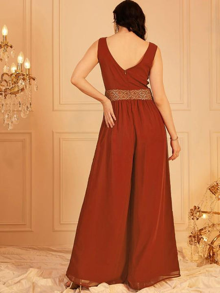 Rust Embroidered Jumpsuit For Women, Indian Dress For Women, Indian Jumpsuit, Indian One Piece, Indo Western Outfit, Wedding Guest Outfit VitansEthnics