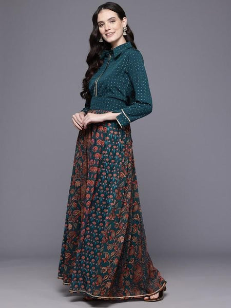 Printed Shirt With Skirt For Women, Indian Lehenga Choli, Wedding Guest Outfit, Indian Dress, Indian Gown Party Indo Western Dress VitansEthnics
