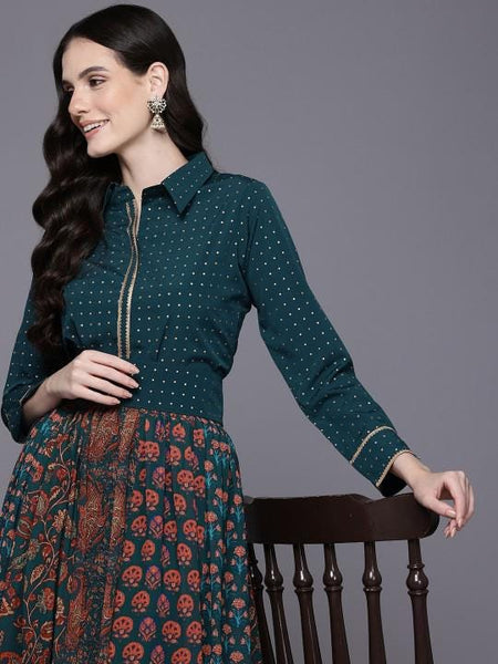 Printed Shirt With Skirt For Women, Indian Lehenga Choli, Wedding Guest Outfit, Indian Dress, Indian Gown Party Indo Western Dress VitansEthnics