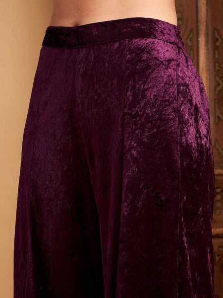 Embroidered Velvet Anarkali Kurta With Palazzo For Women, Tunic With Palazzo, Indian Dress, Party Wear Indo Western Outfit, Kurti Set VitansEthnics