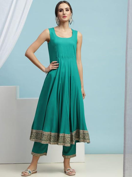 Floral Print Anarkali Kurta With Trouser Pants & Jacket For Women, Indian Dress, Party Wear Indo Western Outfit, Kurti Set, Indian Suit Set VitansEthnics